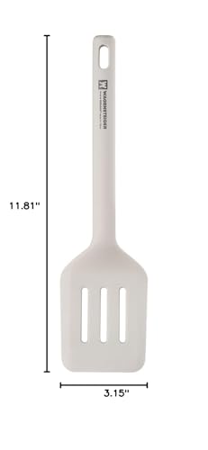 Wagensteiger Light Gray Silicone Slotted Spatula: Cooking Turner with Heat Resistant, Non-stick Cookware Safe, Gentle Head Design, BPA Free (11.81inch x 3.15inch) - size: 11.81inch x 3.15inch