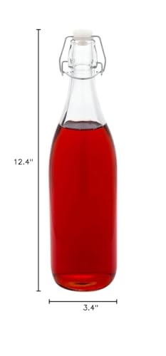 Restaurantware-34 Ounce Swing Top Glass Bottles, 10 Airtight Seal Glass Bottles With Swing Top Lids - Large, Resealable, Clear Bottle, For Sodas, Kombuchas, Juices - size: 34 oz