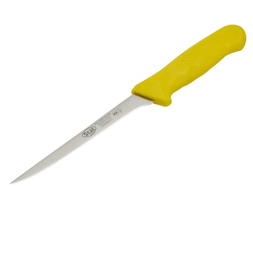 Winco 6" Commercial-Grade German Steel Boning Knife, Narrow, Yellow - color: Yellow