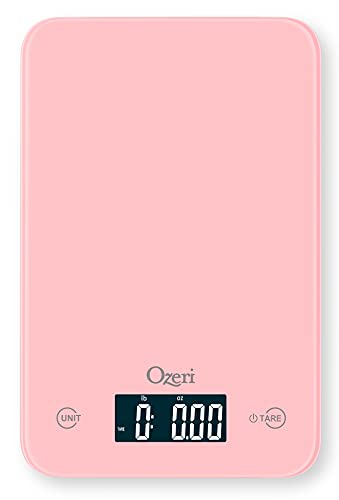 Ozeri Touch Professional Digital Kitchen Scale (12 lbs Edition) in Tempered Glass - color: Crystal Rose