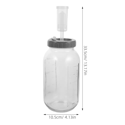 ibasenice Fermentation Jar 64oz/0.5gallon, Wide Mouth Glass Fermenting Jar with Airlocks for Making Sauerkraut, Kimchi, Pickles, Mead, Cider & More, Includes Wood Sign, Twine