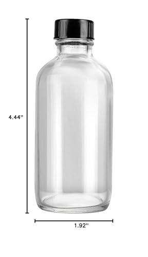 Restaurantware Vetri 4 Ounce Boston Glass Bottles, 24 Sample Bottles With Black Phenolic Caps - Dishwashable, Round, Clear Glass Bottle, For Potion, Juice, Ginger Shots, Whiskey, Liquids - color: Clear, size: 4 oz