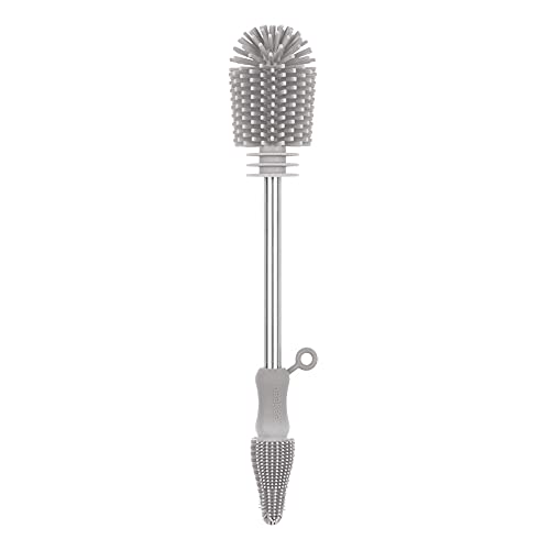 Haakaa Silicone Cleaning Brush Kit – Household Cleaning Brushes for Bottles and Crevices – Food-Grade Silicone: Dishwasher Safe (Brush-Grey) - color: Brush-grey