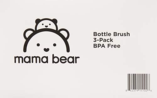Amazon Brand - Mama Bear Baby Bottle Brush with Nipple Cleaner and Suction Cup Stand,White,3 Count (Pack of 12) - size: 3 Count (Pack of 12)