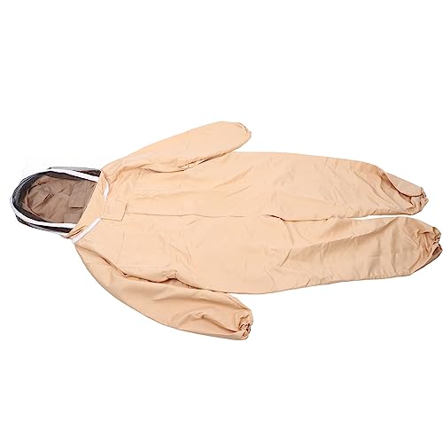 Beekeeping Suit Canvas Full Body Beekeeper Outfit with Gloves for Men Women Apiary Protective Clothing, Light Coffee