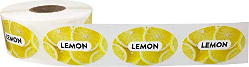Lemon Grocery Store Food Labels 1.25 x 2 Inch Oval Shape 500 Total Adhesive Stickers - color: Lemon