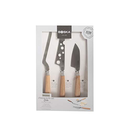 BOSKA 320220 3pc Set with European Oak Wood Handle, Life Collection Cheese Knife, Small - style: 3-Piece Cheese Knife Set