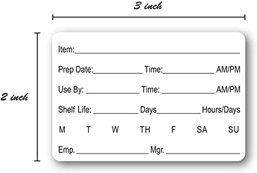 Restaurant Quality Shelf Life Labels / 500 Meal Prep Stickers/Use by Removable Labels / 2" x 3" Food Organization Sticker/Made in The USA - size: Removable 2” x 3”