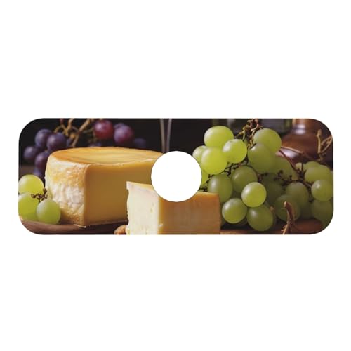 White Wine Cheese Faucet Mat for Kitchen Sink, Super Absorben Faucet Pad Splash Catcher, Diatomite Fast Drying Stone Faucet Handle Drip Catcher Tray Mat for Bathroom Sink Drying Pad 15" x 5.5"