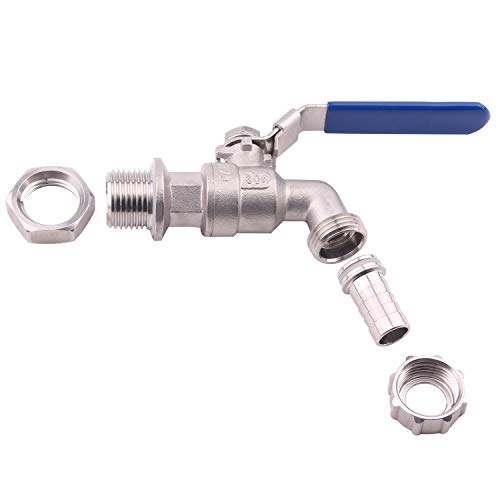 DERNORD Stainless Steel Ball Valve - 1/2 Inch Weldless Bulkhead for Building Home Brew Kettle/Mash Tun