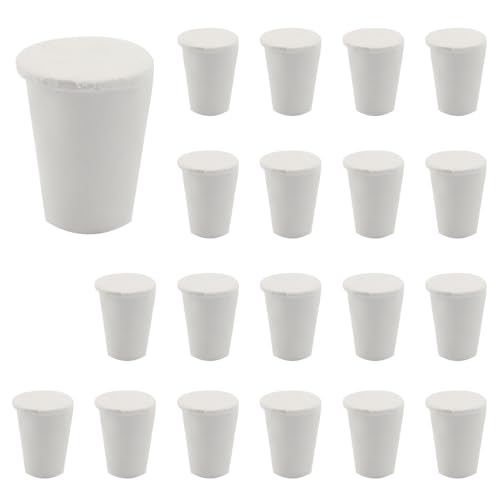 Solid Rubber Stoppers, Size 000#, 20 Pack | Tapered Plugs, White Natural Rubber Bungs, For Test Tubes, Flasks & Lab Equipment - size: 000#
