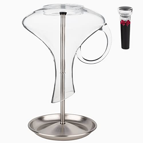 Wine Decanter Drying Stand with Silicone Head to Prevent Scratches-Detachable Shelf Decanter Rack Holder with Drip Catching Base with Wine Bottle Stopper, Decanter and Wine Glass NOT Included - style: Decanter Drying Stand D