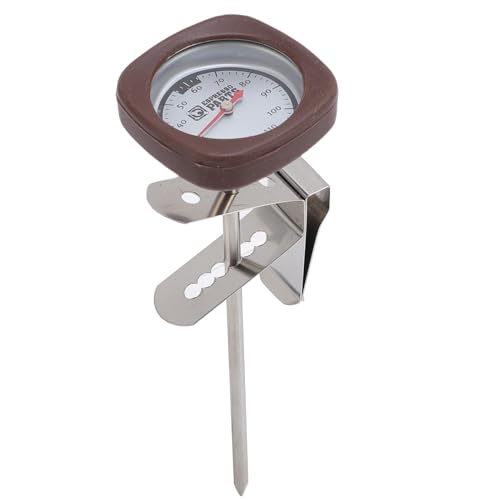 Instant Read Pocket Milk Frothing Thermometer with Clip, 304 Stainless Steel, Square Shape, Black, for Chocolate and Coffee Drinks (Brown) - color: Brown