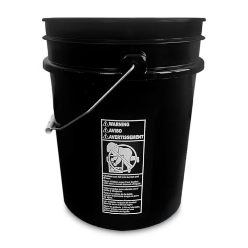 ePackageSupply 5 Gallon Bucket - Food Grade Bucket with Airtight Gasketed Tear Strip Lid, BPA-Free, Heavy-Duty 90 Mil HDPE Plastic Pail, Bulk Storage, Durable Container, Made in USA - Black, 60 Packs | Airtight Gasketed Tear Strip Lid, Heavy-Duty 90 Mil H