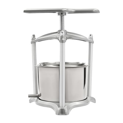 1.56 Gal Fruit Press, Manual Wine Press with Silicone Hose Tube & Filter Bag, Wine Juicer, Fruit Press Machine for Honey, Fruits, Vegetables Cheese, Olive Oil, High Juice Yield