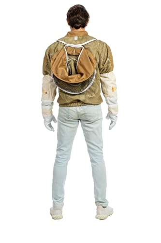 -- Beekeeping Fully Ventilated Jacket in Multi-Color with Round Veil (Khaki, Small) - color: Khaki, size: Small