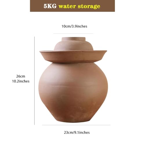 Unglazed Clay Fermentation Jar, Double Lid Design Sealed Pickling Crock, Classic Traditional Water Seal, Pickled Cucumbers and Beans(5kg/176.4oz) - size: 5kg/176.4oz