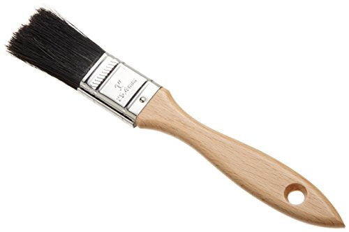 1” Flat Black Natural and Polyester Pastry Brush - size: 1" Wide, style: Black Boar Bristle