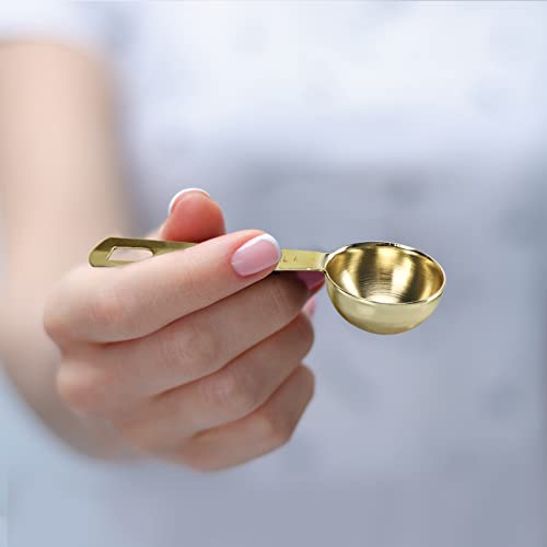 Gold Measuring Spoons, Heavy Duty 18/8 Stainless Steel Measuring Set of 6 Piece: 1/8 tsp, 1/4 tsp, 1/2 tsp, 1 tsp, 1/2 tbsp & 1 tbsp Measuring Liquid and Dry Ingredients for Cooking Baking Gift Set - color: C - Gold, size: 6pcs