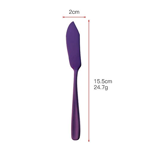 Stainless Steel 18/10 Cheese Desert Knives, Set of 4, Baikai Breakfast Butter Knife, Slicer Sandwich Spreader (Purple) - color: Purple
