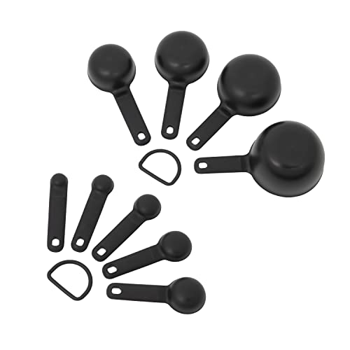 KitchenAid Universal Easy To Read Measuring Cup and Spoon Set with Soft Grip Handle for Maximum Control, Hang Hole and Nesting For Easy Storage, Dishwasher Safe, 9 Piece, Black - color: Black