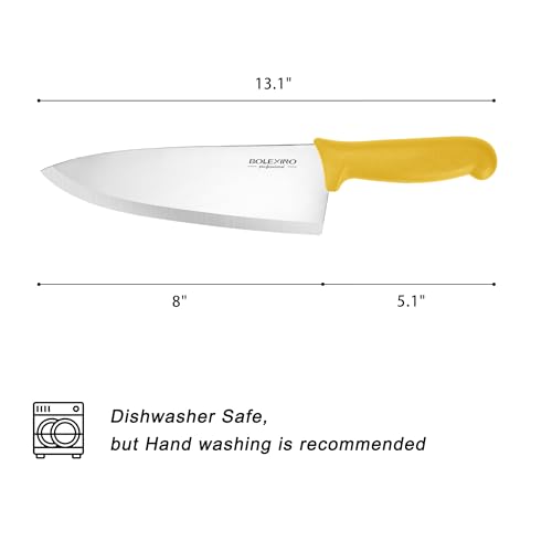 8 inch Japanese High Carbon Stainless Steel Chef Knife Set, Professional Extra Sharp Wide Cook Knife with Non-slip Ergonomic Handle, for Kitchen Home Restaurant - color: Yellow