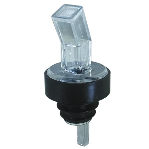 Spill-Stop 313-00 Ban-M Screened Liquor Pourer, Plastic Free-Pourer with Clear Spouts and Black Collars, Keeps Debris Out, Fits Standard Bottles, Dozen Pack