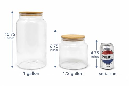kitchentoolz 1/2 Gallon Mason Jar – 64 oz Wide Mouth Half Gallon Glass Jar with Wooden Lid – 2‑Pack Large Mason Jars for Kitchen Storage, Pantry Organization & Decorative Use