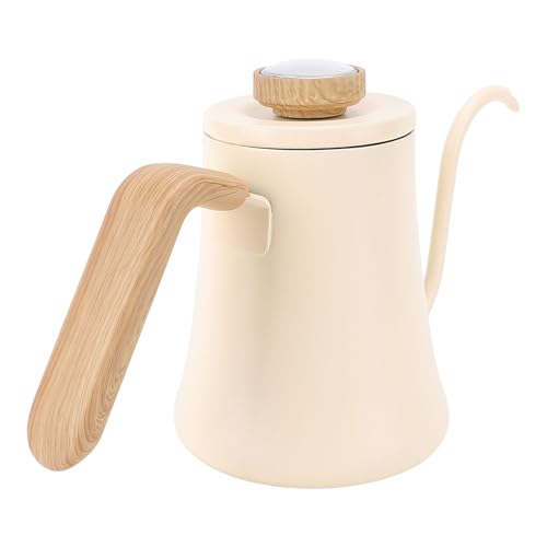Jiawu Coffee Kettle, 600ML 304 Stainless Steel Long Spout Gooseneck Hand Drip Coffee Pot, Ergonomic Anti Scald Handle with Built In Thermometer Lid for Home Kitchen Use