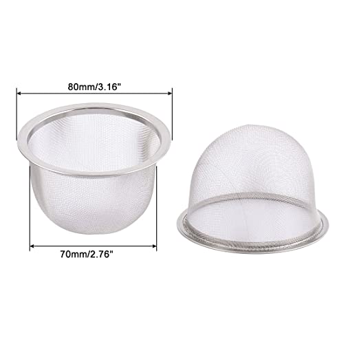 uxcell 4pcs Stainless Steel Mesh Tea Leaves Stainer Teapot Screen 3.1 Inch for Straining Teas and Cocktails or Sifting Flour Sugar Spices and Herbs Silver Tone