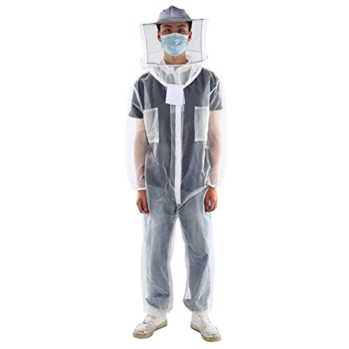 Aramox Beekeeping Suit Nylon Mesh Beekeeping Clothes XL One Piece with Round Veil Breathable Lightweight Easy Wear for Inspection Bee Yard Work Beginner and Beekeeper (XL)