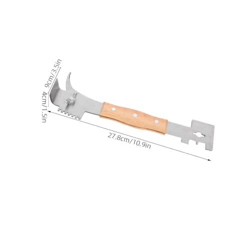 Galvanized Steel Hive Tool with Wooden Grip, Multifunction Beehive Scraper and Lifter for Bee Frames and Hive Box, Comfortable Apiary Tool for Professional Beekeepers and Beginners