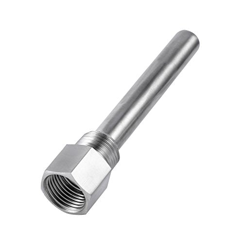 Oumefar 4PCS Thermowell, Stainless Steel Thermowell 1/2 inch NPT Threads Temperature Sensors, Thermometer Instruments Thermowell for Homebrew Brewing Beer Fermenter(3PCS)