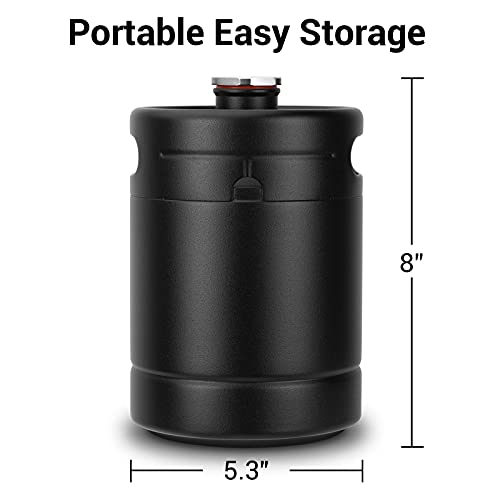 64OZ Mini Keg Growler, Stainless Steel Home Keg with No Scratch Matte Black Powder Coated to Keeping Fresh for Homebrew, Craft and Draft Beer