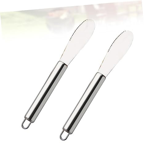 Alipis 2pcs Stainless Steel Cream Spatula Butter Spreader Cheese Knife for Cake Icing and Pastry Kitchen Gadget for Food Shops and Catering Silver