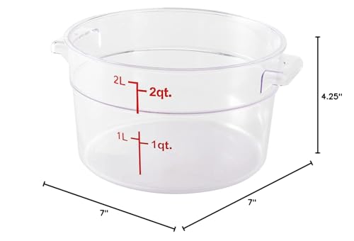 Restaurantware Met Lux 2 Quart Food Storage Containers 10 Round Commercial Storage Containers - Lids Sold Separately With Volume Markers Clear Plastic Food Prep Buckets Space-Saving Storage - size: 2 qt, style: 10 Count
