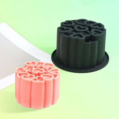 Silicone Mold, 3D Love Heart Pattern Cylinder Baking Mould for Mousse Cake, Fondant, Soap, Ice Cream, Chocolate, Candy, Non-Stick Easy Release BPA Free Food Grade Silicone Molds (B_ Love Heart) - size: B_ Love Heart