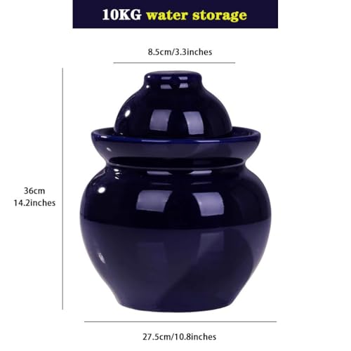 Traditional Water-Sealed Pickle Jar, Large-Diameter Portable Fermentation Crock, Pickled Korean Kimchi, High-Temperature Firing, Hand-Glazed(10kg/352.7oz) - size: 10kg/352.7oz
