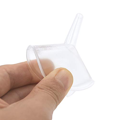 Small Plastic Funnel Set, 2.16 Inch Clear Mini Funnels (12 Pack) | Mini transparent funnels for small bottles, essential oils, perfume, science lab liquids, powders