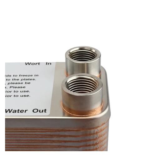 Female Thread Plate Wort Chiller Version Plate Heat Exchanger with 4pcs Hose Barb,30 Plate Wort Chiller,304 Stainless Steel&20mm Garden Hose Thread,Directly Connect P