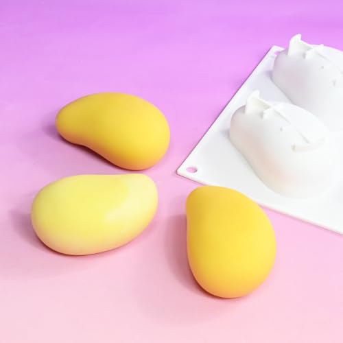 3D Mango Silicone Molds, 6-Cavity Fruit Baking Mold for Mousse Cake, French Dessert, Pastry, Chocolate, Truffle, Non-Stick Easy Release Food Grade Silicone Mould (A_ Mango) - size: A_ Mango