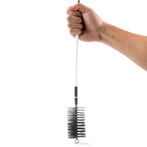 50 in Pipe Cleaning Brush Set with Stainless Steel Bristles, Wire Brush with 4 Flexible Rods, Stainless Steel Pipe Brush 4pcs for Auto Parts, Bottles, Tubes. (3/5, 1, 1 3/5, 2 in Brush Heads)