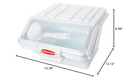 Rubbermaid Commercial Products ProSave Shelf Food Ingredient Bin with Scoop 40-Cup White Kitchen Food Storage Sugar/Grains/Rice/Baking Supplies - size: 40 Cup