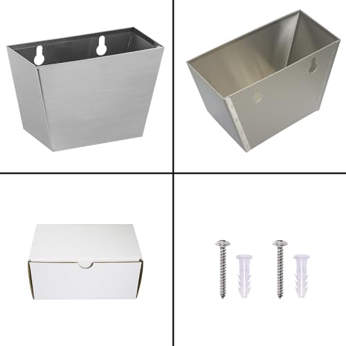 Brushed Silver Bottle Cap Catcher Wall Mounted Stainless Steel 5" | Rustproof, Cola Soda Top Holder Box, Mounting Hardware Included, Screw in Wall for Kitchen Post Table - color: Brushed Silver