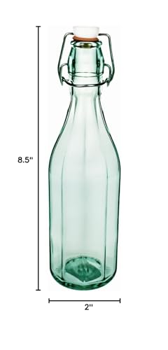 Amici Home Faceted Hermetic Preserving Bottle Small, With Locking Swing Top Lid, Dishwasher Safe, Brewing Bottles for Kombucha, Vanilla Extract, & More, Made in Italy, 9-Ounce