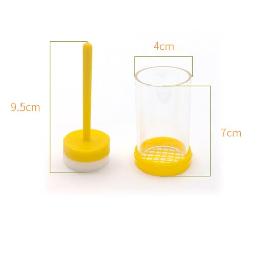 2Pcs Plastic Queen Bee Marking Cage Bottle Tube Queen Bee Catching Marking Cage Bottle Marker Beekeeping Tools for Beekeepers, Yellow
