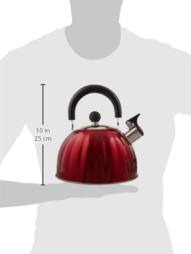 Mr. Coffee Twining 2.1 Quart Pumpkin Shaped Stainless Steel Whistling Tea Kettle, Metallic Red (Pack of 6) - color: Metallic Red, size: 2.1 Quarts (Pack of 6)