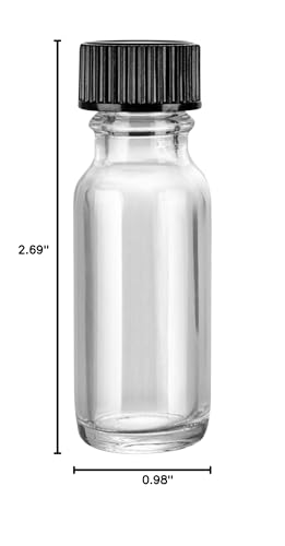 Restaurantware Vetri 0.5 Ounce Boston Glass Bottles, 48 Sample Bottles With Black Phenolic Caps - Dishwashable, Round, Clear Glass Bottle, For Potion, Juice, Ginger Shots, Whiskey, Liquids - color: Clear, size: 0.5 oz