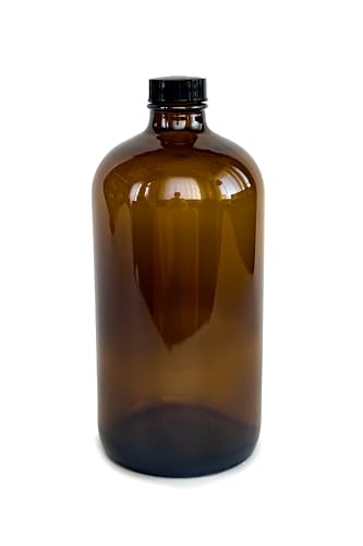 Vivaplex, 2, Amber, 32 oz Glass Bottles, with Lids