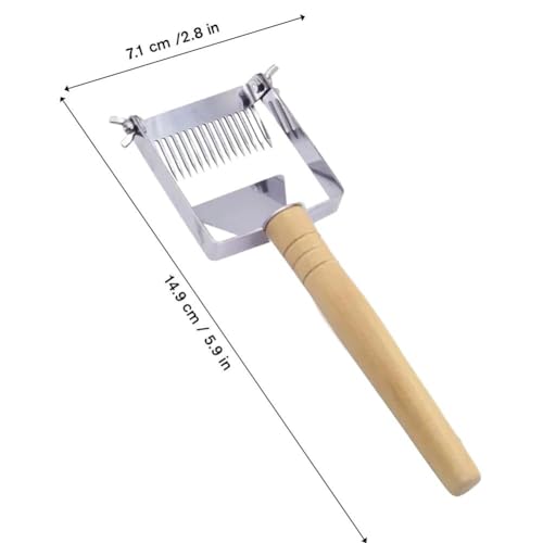 2-in-1 Honey Uncapping Fork & Scraper Tool,Honey Uncapping Fork,Stainless Steel Forks & Scraper with Wooden Handle,Adjustable Honeys UncappingForks and Scrapers for Beekeepers